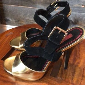 Gold & Black Sandals | 8